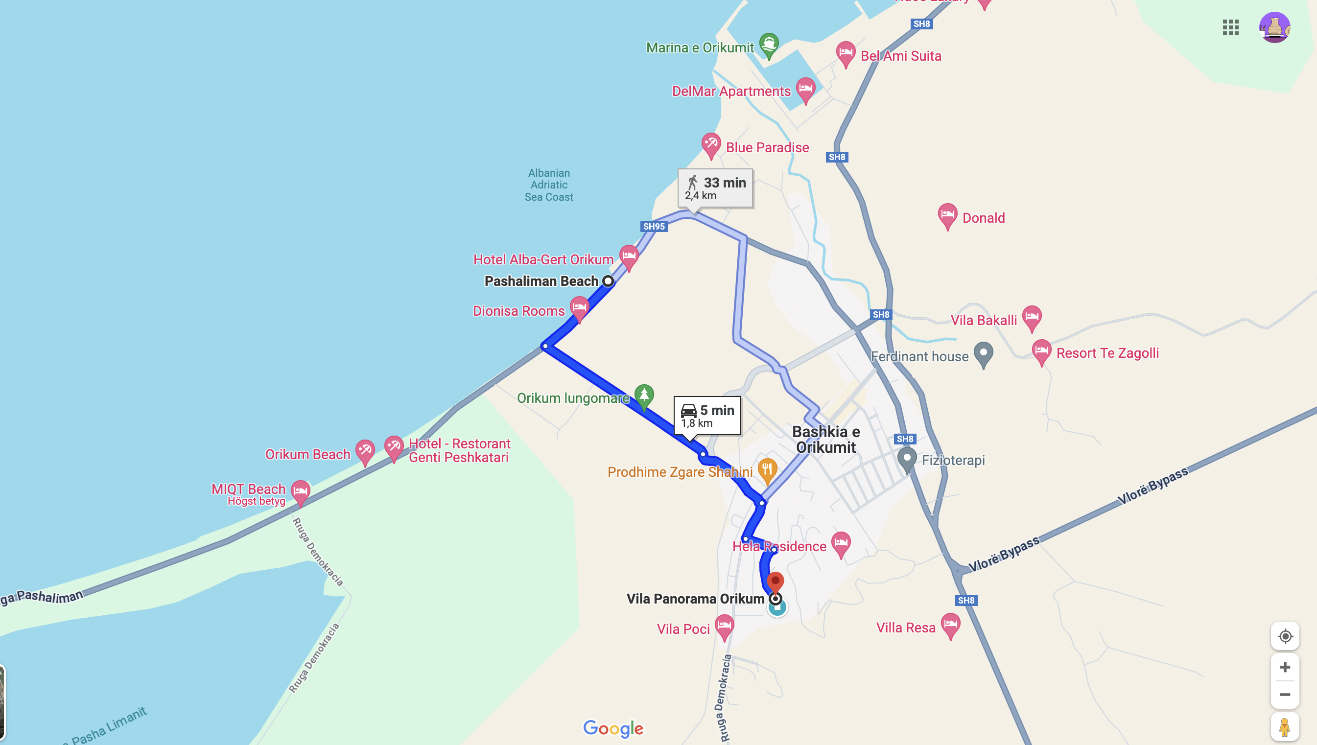 Map showing location of Villa Panorama on Google Maps